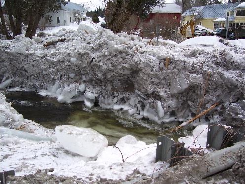 River beginning to flow in winter