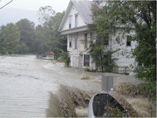 Town in Vermont with heavy flooding